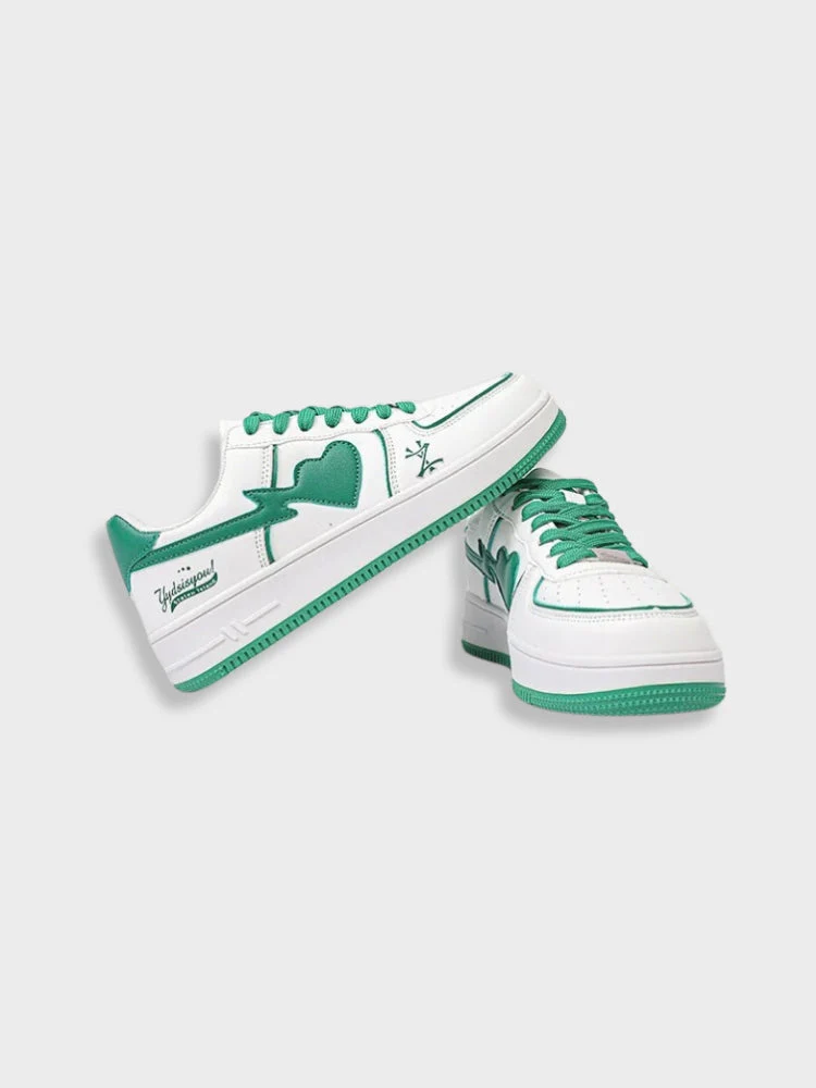 Clean White Retro Heart Sneakers - Image 2